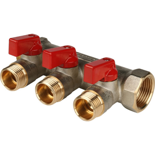 Коллектор с шаровыми кранами Stout SMB 6200 341203 на 3 выхода 1/2 дюйма
