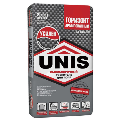 Ровнитель для пола Unis Горизонт армированный 25 кг