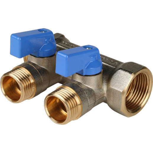 Коллектор с шаровыми кранами Stout SMB 6201 341202 на 2 выхода 1/2 дюйма