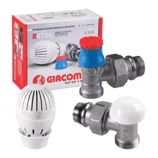 Комплект термостатический Giacomini R470AX003 R470A  для бокового подключения радиатора угловой