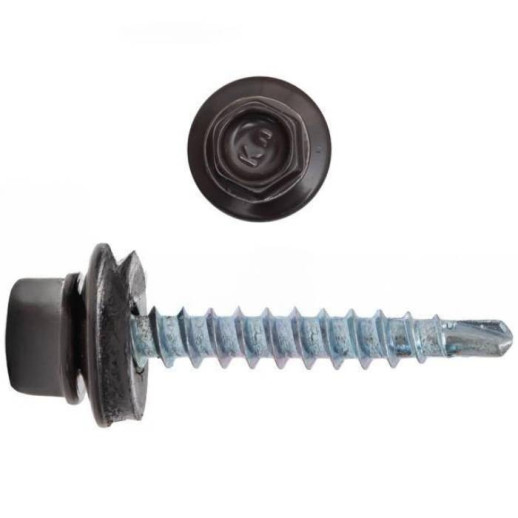 Саморез кровельный Kenner RAL8019 серо-коричневый 4,8х35 мм 3000 штук