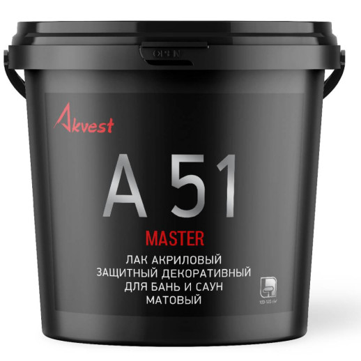 Лак акриловый Аквест-51 для бань и саун матовый бесцветный 1 кг