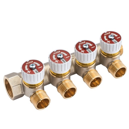Коллекторная группа  Icma 87227PC06 4 выхода с внутренней и наружной резьбой 3/4 дюйма
