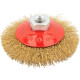 Корщетка-колесо с наклоном Курс 39023 со стальной волнистой латунированной проволокой М14 125 мм
