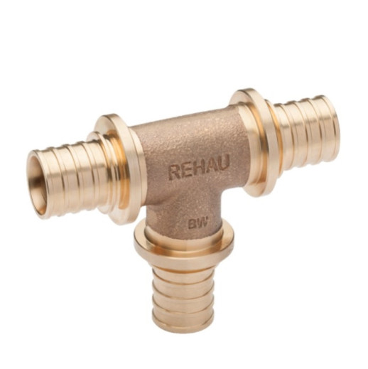 Тройник для PE-X труб бронзовый Rehau Rautitan Platinum RX 13777441001 Дн 25х20х20 мм с уменьшенным боковым и торцевым проходами