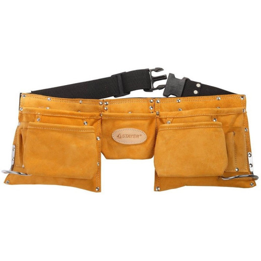 Пояс для инструмента Stayer Master 38520 натуральная кожа 11 карманов 2 скобы