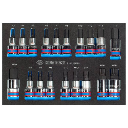 Набор торцевых насадок King Tony 9-4129PRV 19 предметов