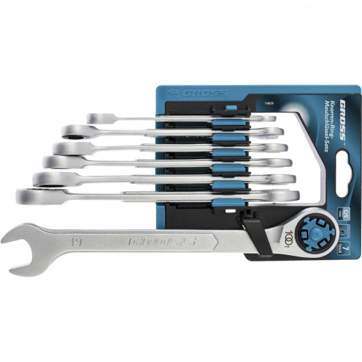 Набор ключей комбинированных с трещоткой Gross 14859 8-19 мм 7 штук