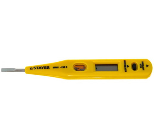 Тестер напряжения Stayer Master Max Electro 45290 цифровой со световым индикатором 12-220В 125мм