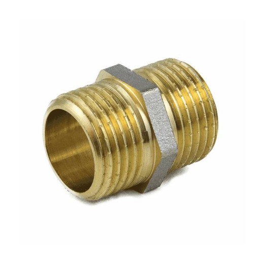 Ниппель латунь никель Ду 25 (1") НР 9022 ГОСТ 32585-2013 Aquasfera 9022-03