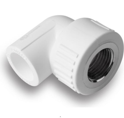 Угольник комбинированный PP-R Aqualink 03550 25 мм 1/2 дюйма с внутренней резьбой белый