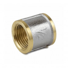 Муфта латунь никель Ду 20 (3/4") ВР 9018 ГОСТ 32585-2013 Aquasfera 9018-02