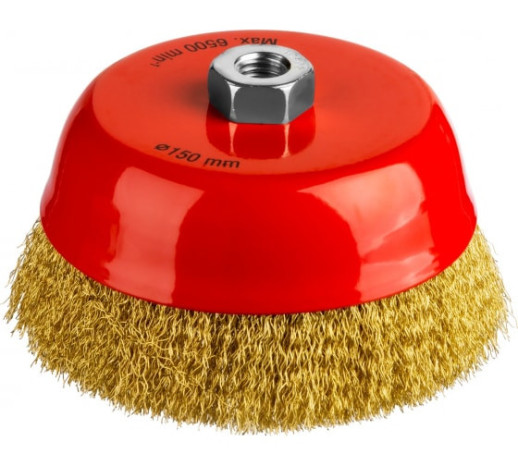 Щетка чашечная для УШМ Mirax 35142-150 латунированная проволока 150 мм