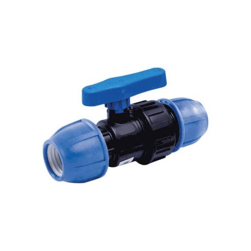 Кран компрессионный ПЭ шаровой Дн 20 Ру16 напорный RTP (РосТурПласт) 14389