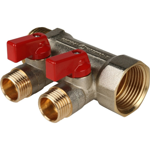 Коллектор с шаровыми кранами Stout SMB-6200-011202 на 2 выхода 1/2 дюйма